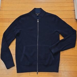 Banana Republic, Supima Cotton Full Zip Waffle Knit Sweater, Navy, EUC, Men's S